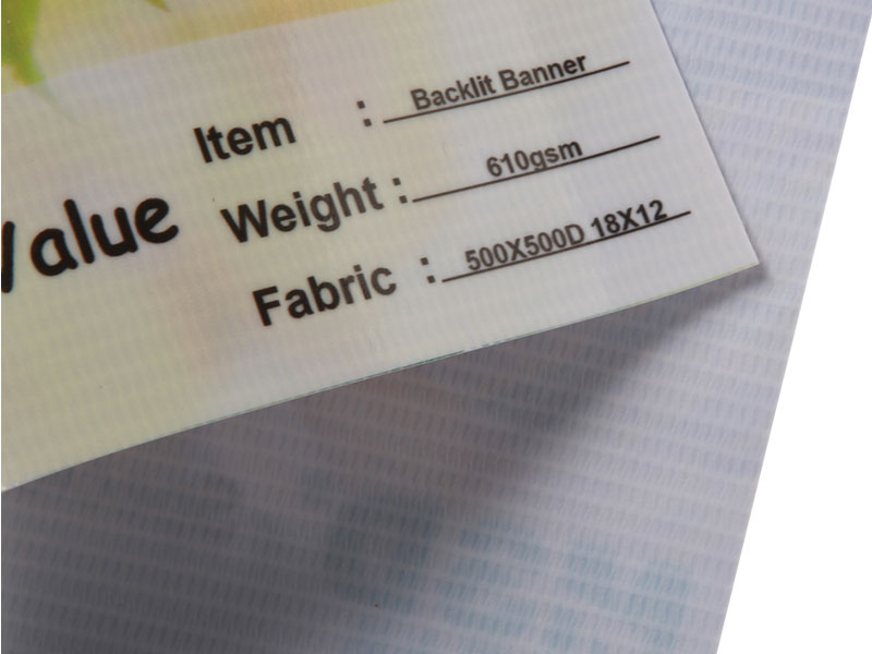 Bannières flexibles rétroéclairées laminées imprimables de 610 g/m2 Bannières flexibles rétroéclairées laminées imprimables de 610 g/m2